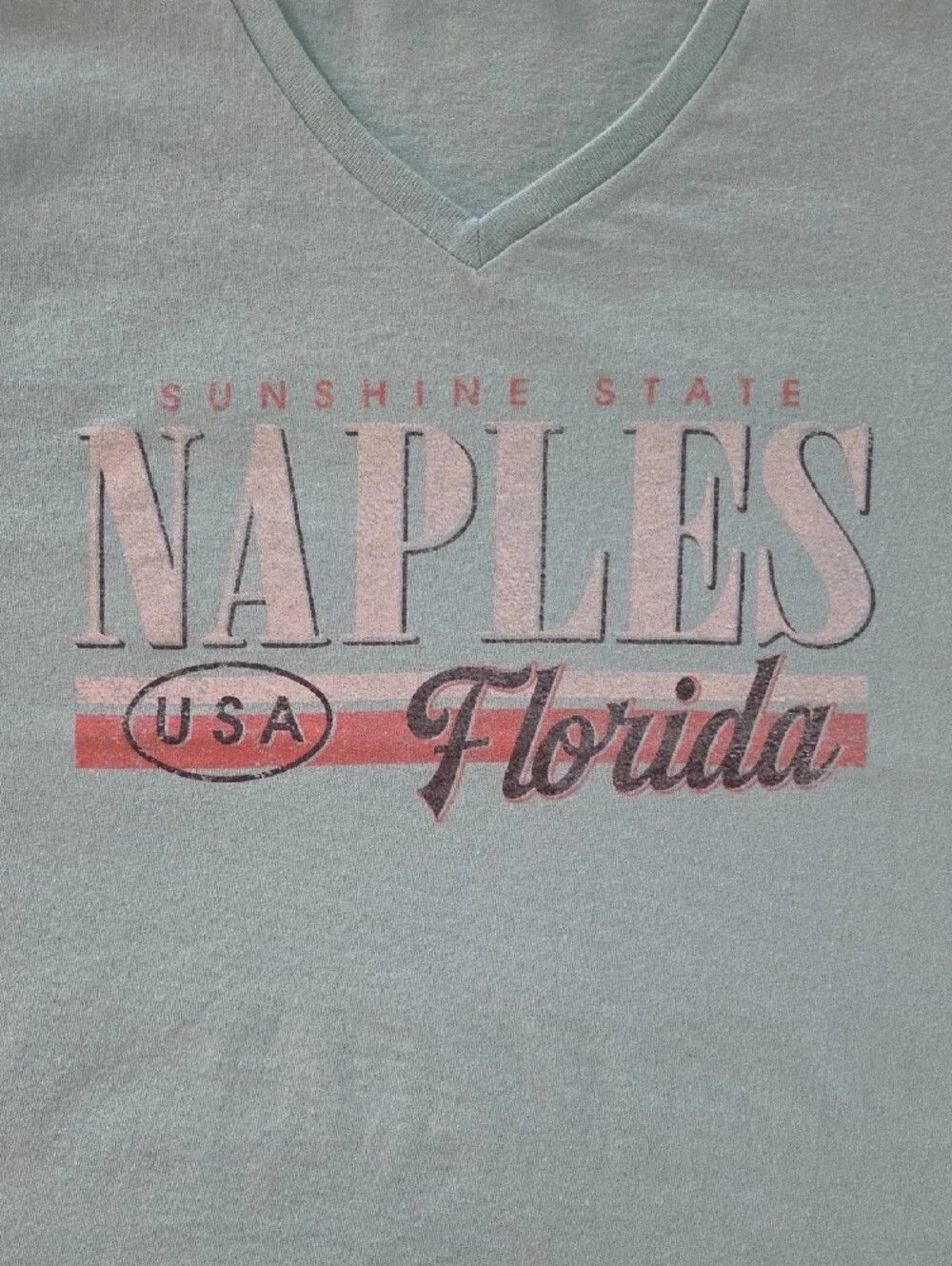 Seafoam Naples Graphic V-Neck Tee - XL